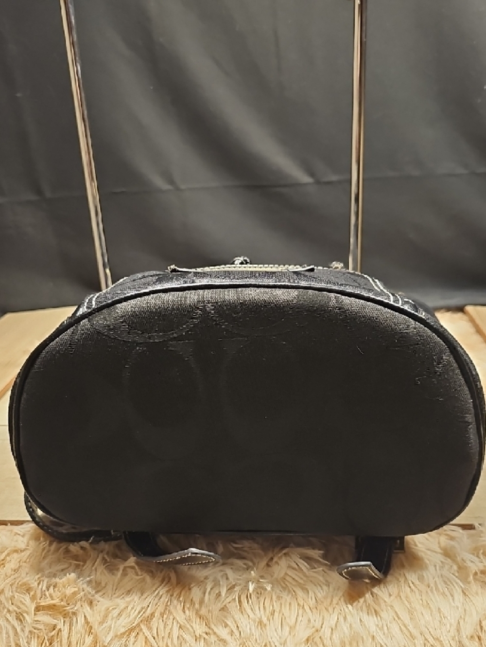 Coach Black Signature Drawstring Backpack with Gold-Tone Accents - Picture 5 of 9